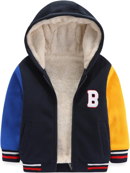 Bumeex Kids Boy's Girl's Sherpa Fleece Lined Jacket Spring Fall Winter Zip up Sweatshirt Hoodie