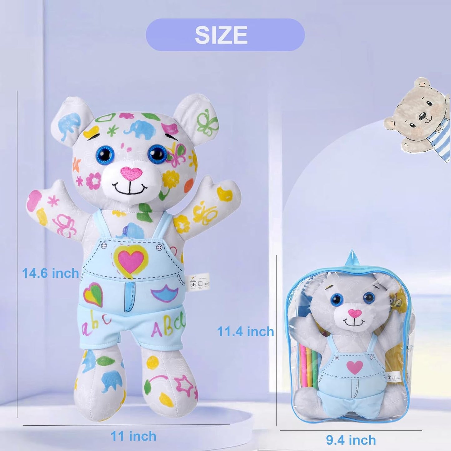 Coloring Plush Toy with 5 Washable Markers for Little Girls Doodle Dolls for Kids Ages 4-6 Birthday