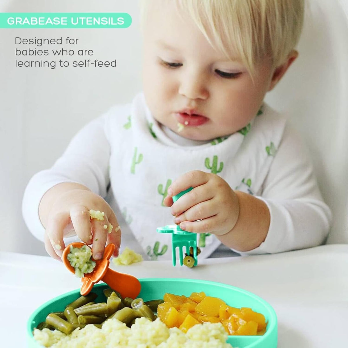 Grabease Baby Spoons and Forks Utensils for Toddlers Infants BPA-Free & Phthalate-Free Baby