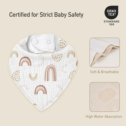 Muslin Baby Bibs 8 Pack, Baby Bandana Drool Bib for Drooling and Teething, Cotton Soft Absorbent