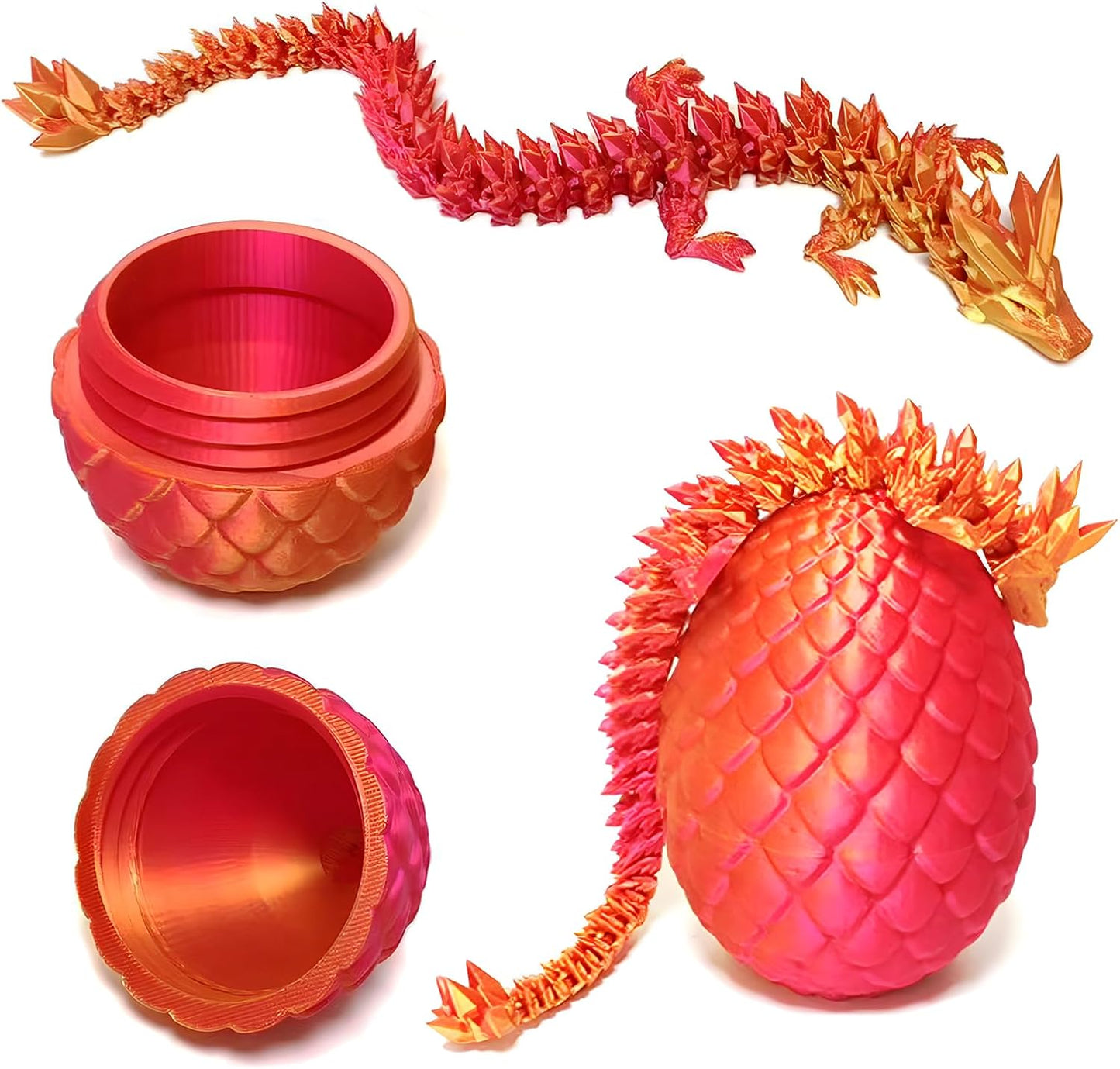 3D Printed Dragon Egg,Mystery Crystal Dragon Fidget Toys,Articulated Dragon,Home Desk Decor Easter