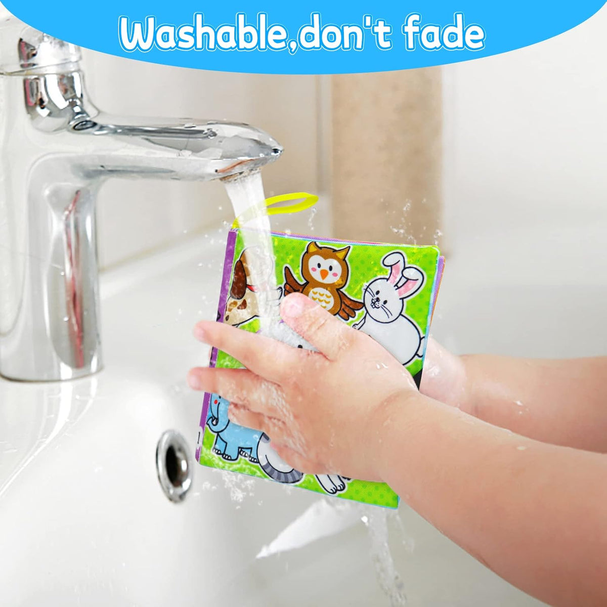 OKOOKO 12PCS Soft Baby Books, Soft Cloth Books, Bath Toys, Crinkle Washable Non-Toxic Early