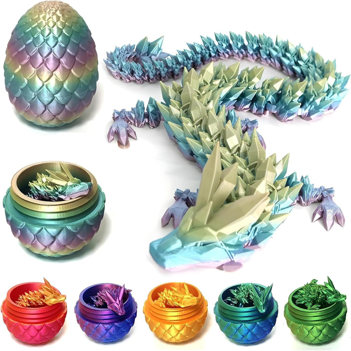 3D Printed Dragon Fidget Toys Dragon Egg 12inch Flexible Dragon Toy 3D Printed Dragon Egg with