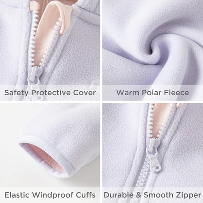 DAVE&BELLA Toddler Fleece Jacket, Baby Boys Girls Animal-shaped Hooded Zipper Long Sleeve Warm