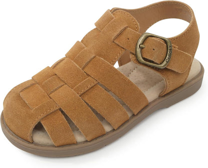 Toddler Girls Fisherman Buckle Sandals - Comfortable Summer Sandals with Closed Toe & Adjustable