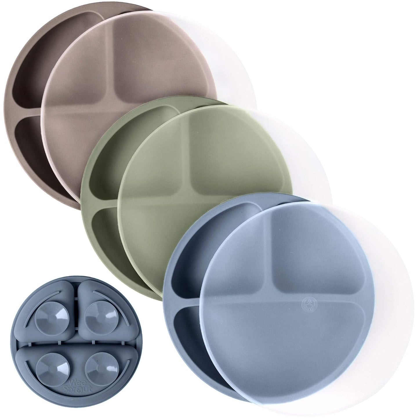 WeeSprout Suction Plates with Lids for Babies & Toddlers - 100% Silicone, Dinnerware Stays Put