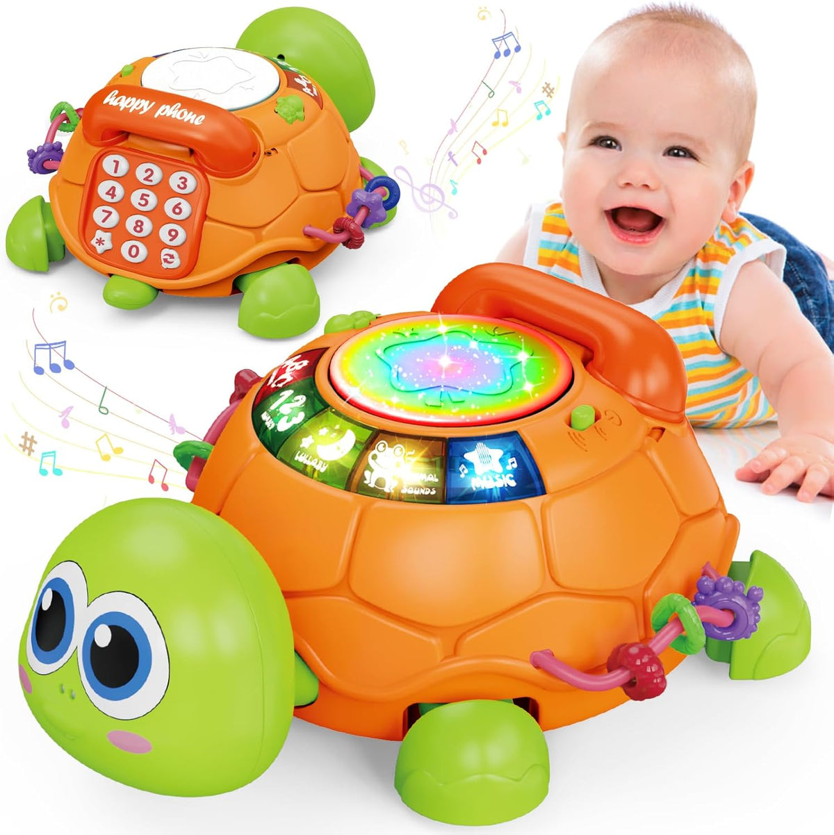 Baby Toys 6 to 12 Months, Musical Turtle Crawling Baby Toys for 12-18 Month, Early Learning