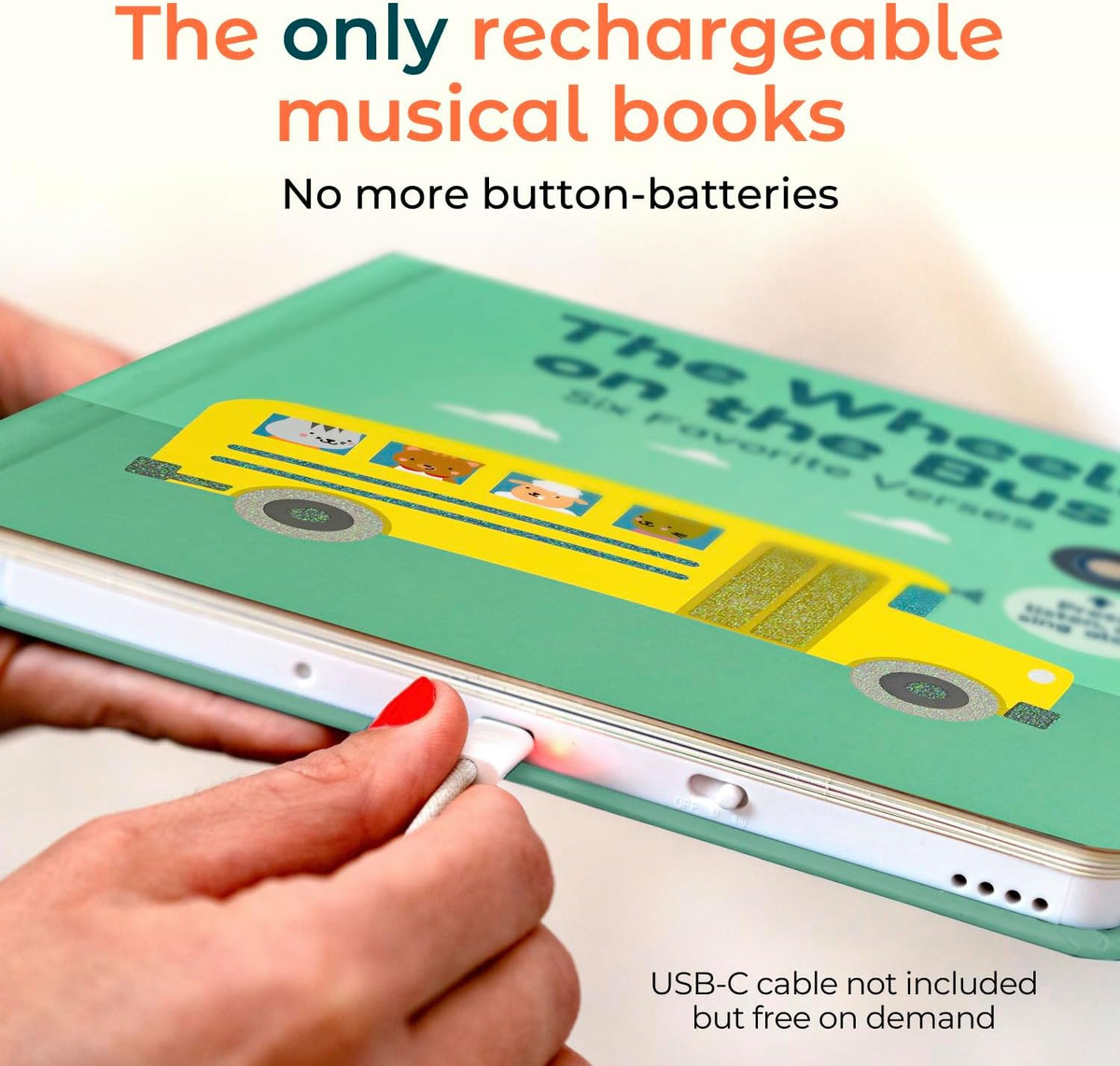 Calis Books The Wheels on The Bus Book | New Rechargeable Musical Book, No More Batteries | Books