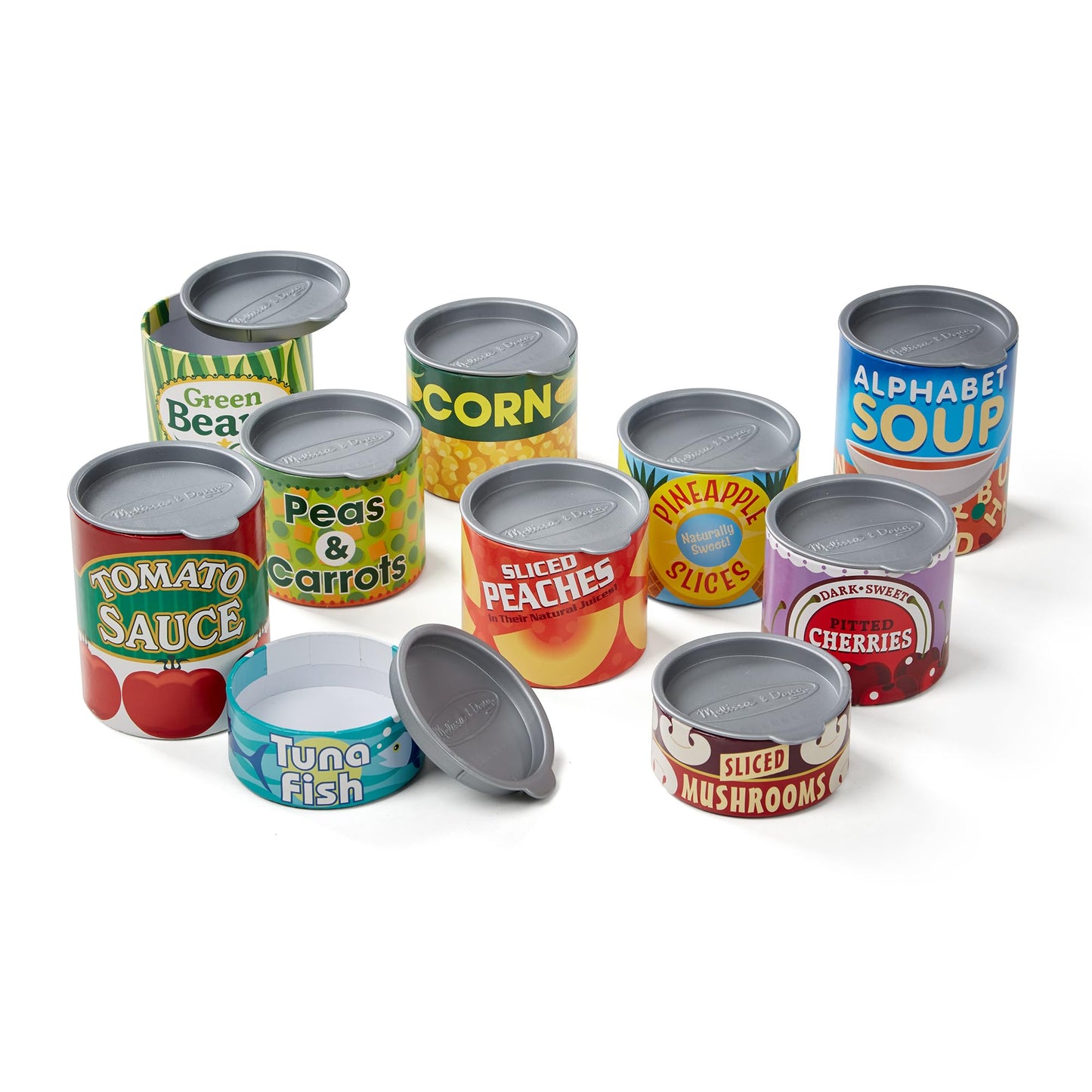 Melissa & Doug Let's Play House, 10 Grocery Cans with Removable Lids, Toy Food & Play Kitchen
