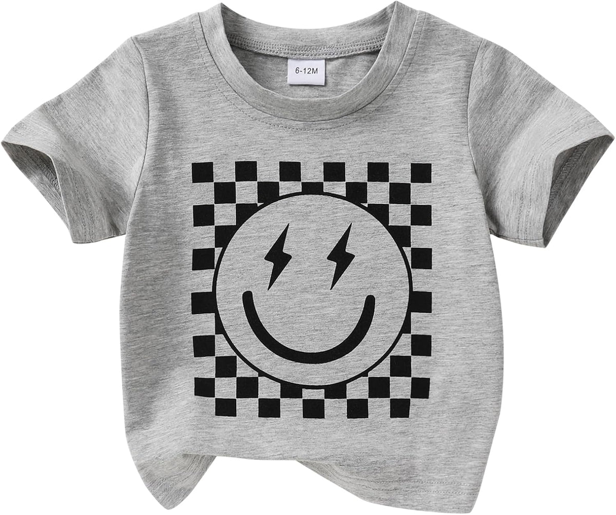 Happy Town Toddler Clothes Baby Boy Girl Smiley Face Shirt Short Sleeve T-Shirt Tee Summer Tops