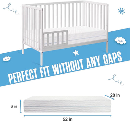 Sleepah 6" Crib & Toddler Bed Mattress Dual Sided (Firm & Plush) Cooling Memory Foam – Waterproof