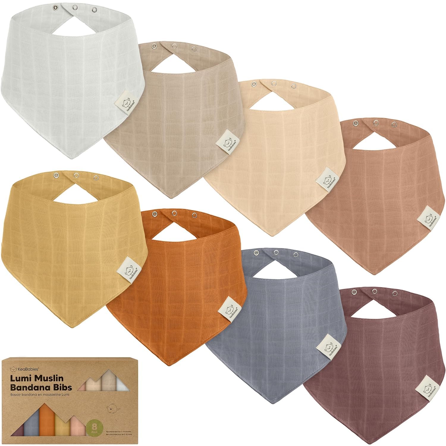 8-Pack Muslin Baby Bibs for Boys, Girls - Muslin Bandana Drool Bibs for Baby Girl & Boy, Drooling