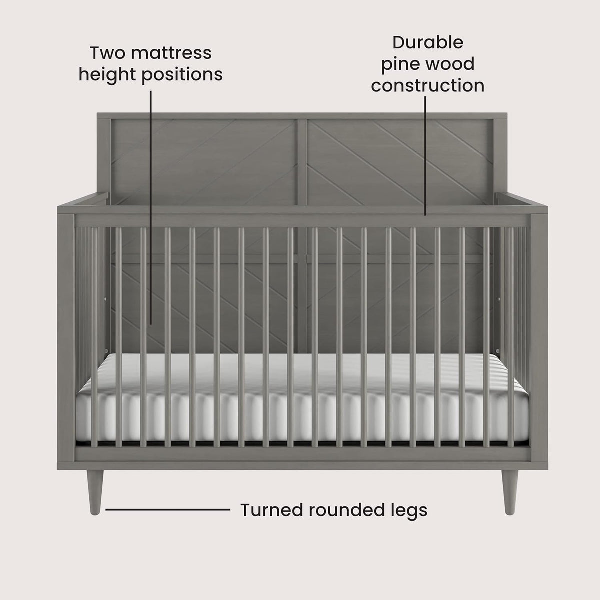 Child Craft Surrey Hill 4-in-1 Convertible Crib, Baby Crib Converts to Day Bed, Toddler Bed and