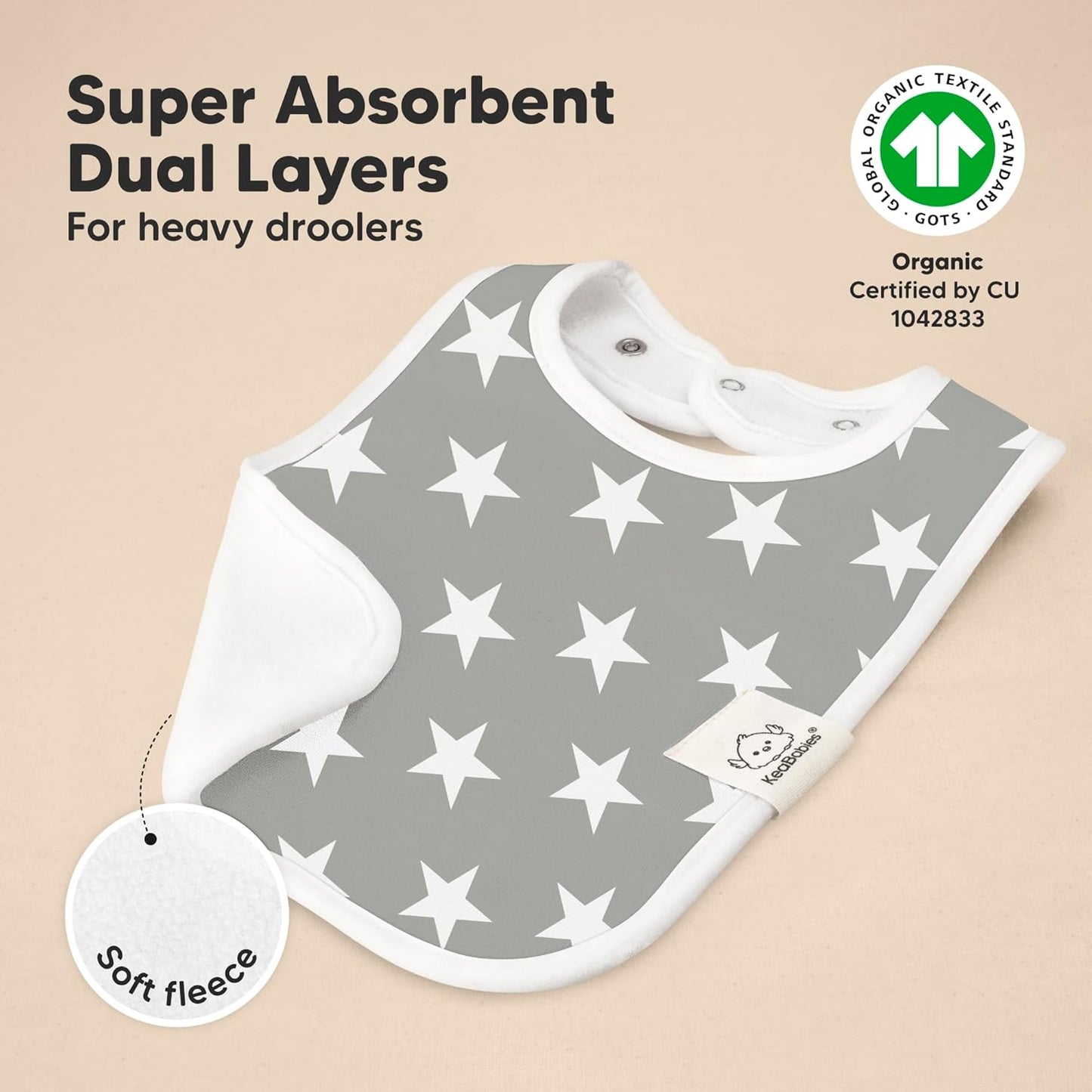 KeaBabies 8-Pack Organic Baby Bibs for Boys, Girls - Super Absorbent Cotton Drool Bibs for Baby