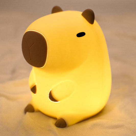 UNEEDE Capybara Night Light, Cute Animal Silicone Nursery Night Light Rechargeable Table Lamp