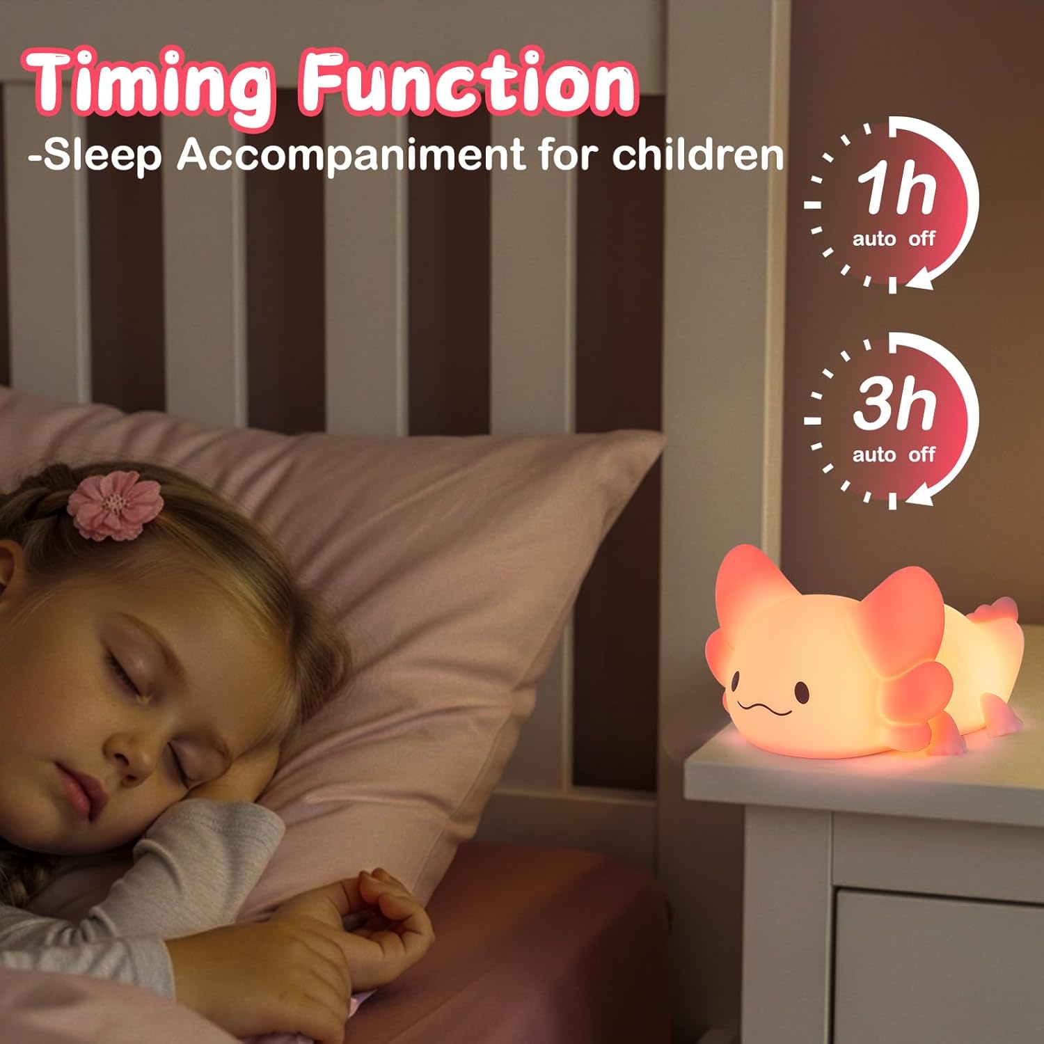 ZKLiLi Axolotl Night Light Kids Nightlight,Squishy Cute Lamp Dimmable Childrens Night Light Baby