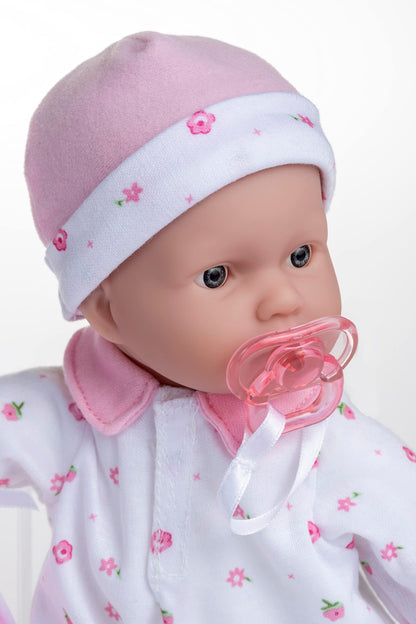 JC Toys La Baby Caucasian Baby Doll Set – 11 Inch Soft Baby Doll | Washable |Removable Pink Outfit