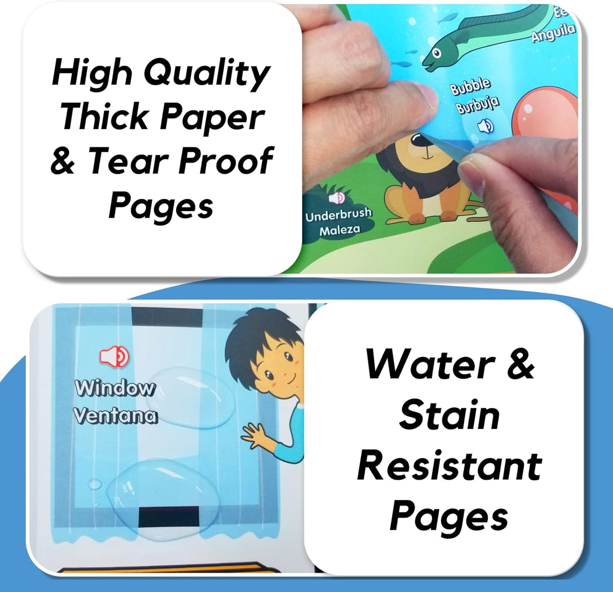 ZEENKIND Spanish & English Talking Learning Book for Kids 2 3 4 5 6 Years Old, 420 Words Toddler