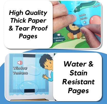 ZEENKIND Spanish & English Talking Learning Book for Kids 2 3 4 5 6 Years Old, 420 Words Toddler