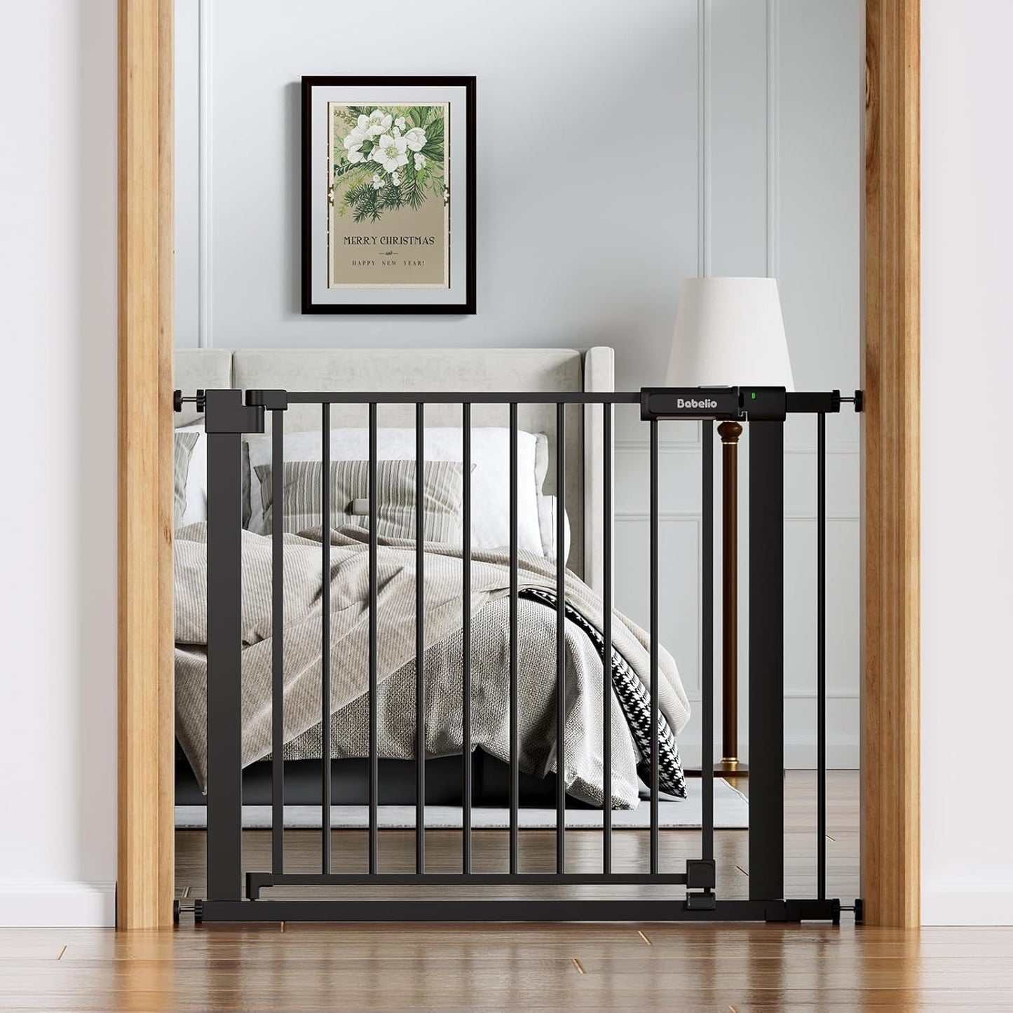 BABELIO Baby Gate for Doorways and Stairs, 36-41" Pet Gate with Wide Walk Thru Door and Lock