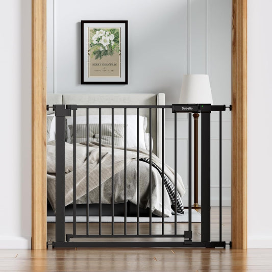 BABELIO Baby Gate for Doorways and Stairs, 36-41" Pet Gate with Wide Walk Thru Door and Lock