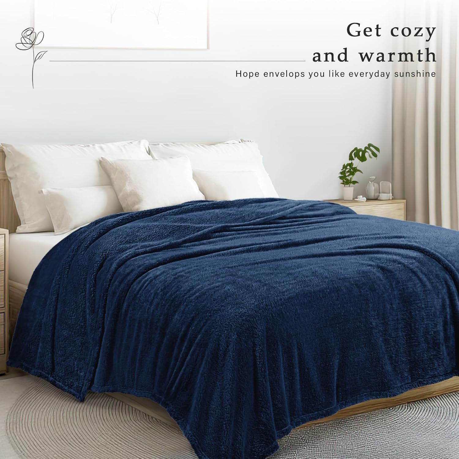Exclusivo Mezcla Queen Size Flannel Fleece Blanket, Super Soft Velvet Plush Bed Blanket, Fuzzy Cozy