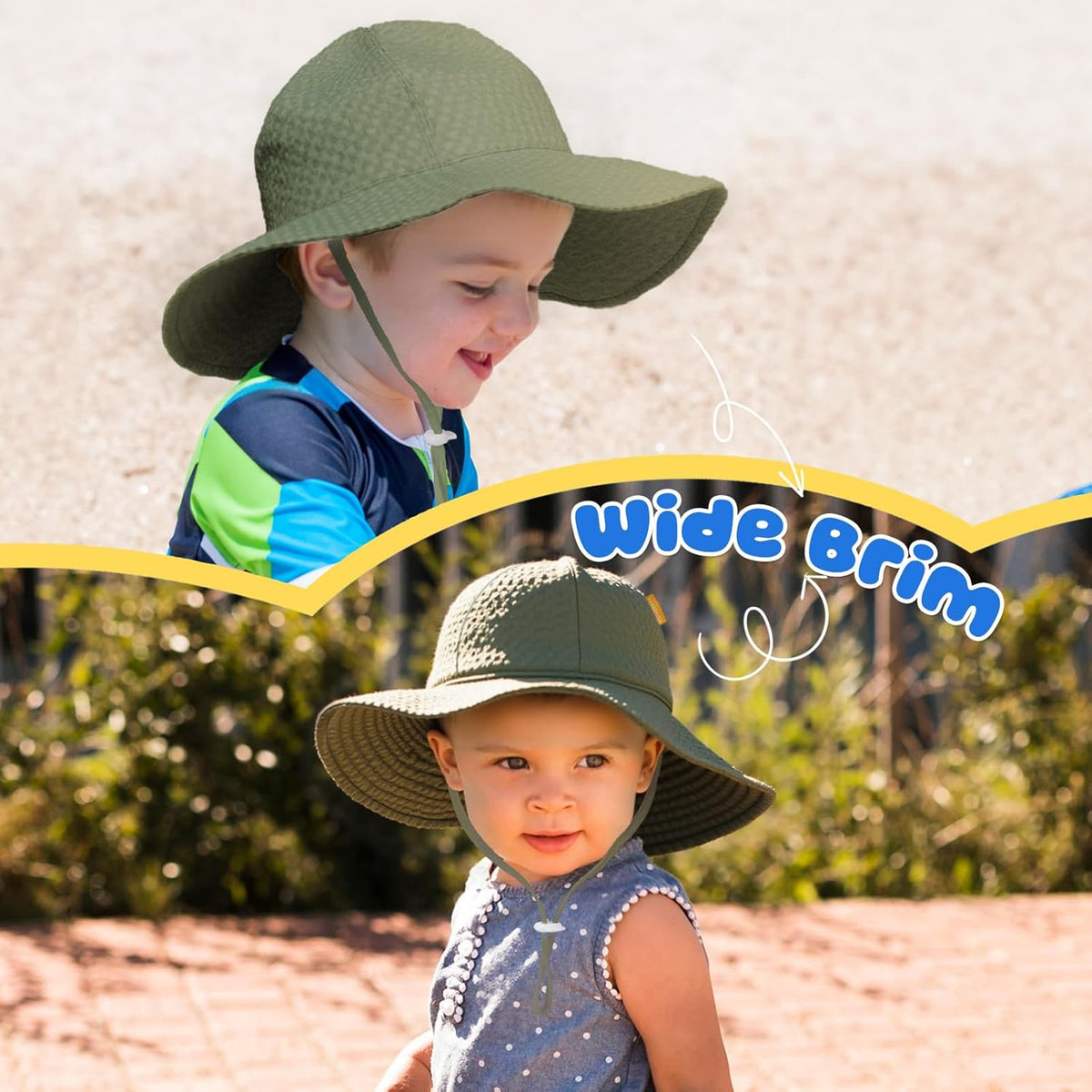 HONGTEYA Baby Sun Hat Toddler Girl Beach Hat Adjustable Outdoor Summer Hat UPF 50+ Sun Protection