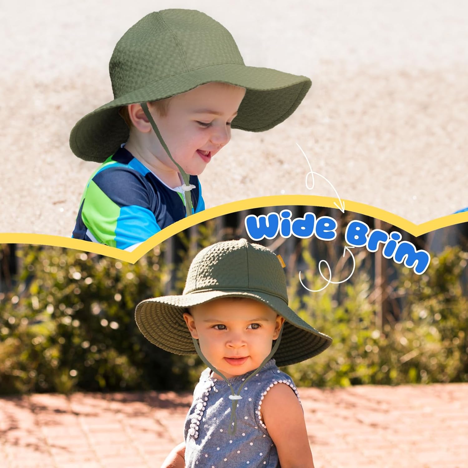 HONGTEYA Baby Sun Hat Toddler Girl Beach Hat Adjustable Outdoor Summer Hat UPF 50+ Sun Protection
