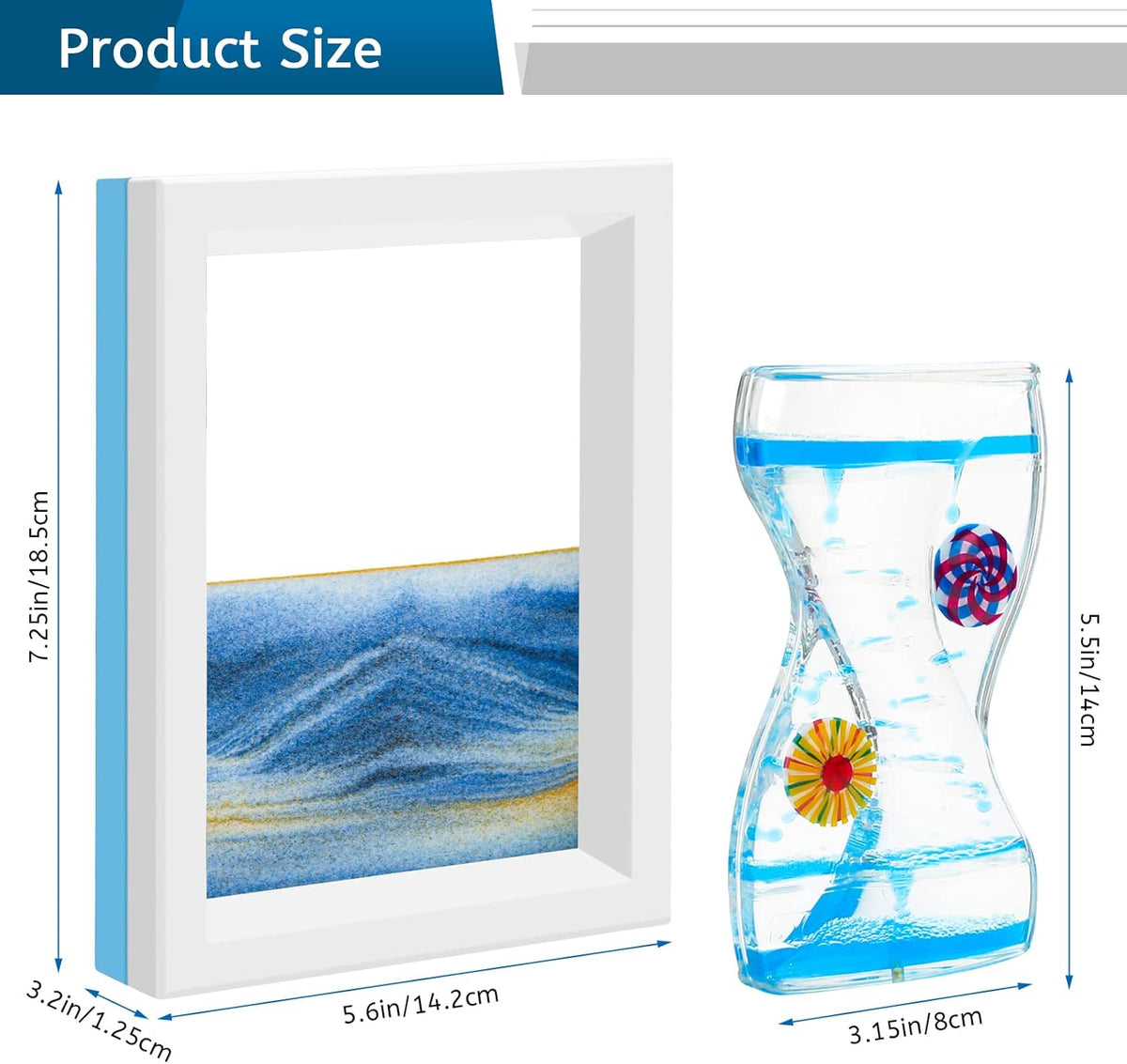 Coitak Liquid Motion Bubbler Timer and Sandscape Moving Sand Picture, 2 Pack Liquid Bubbler