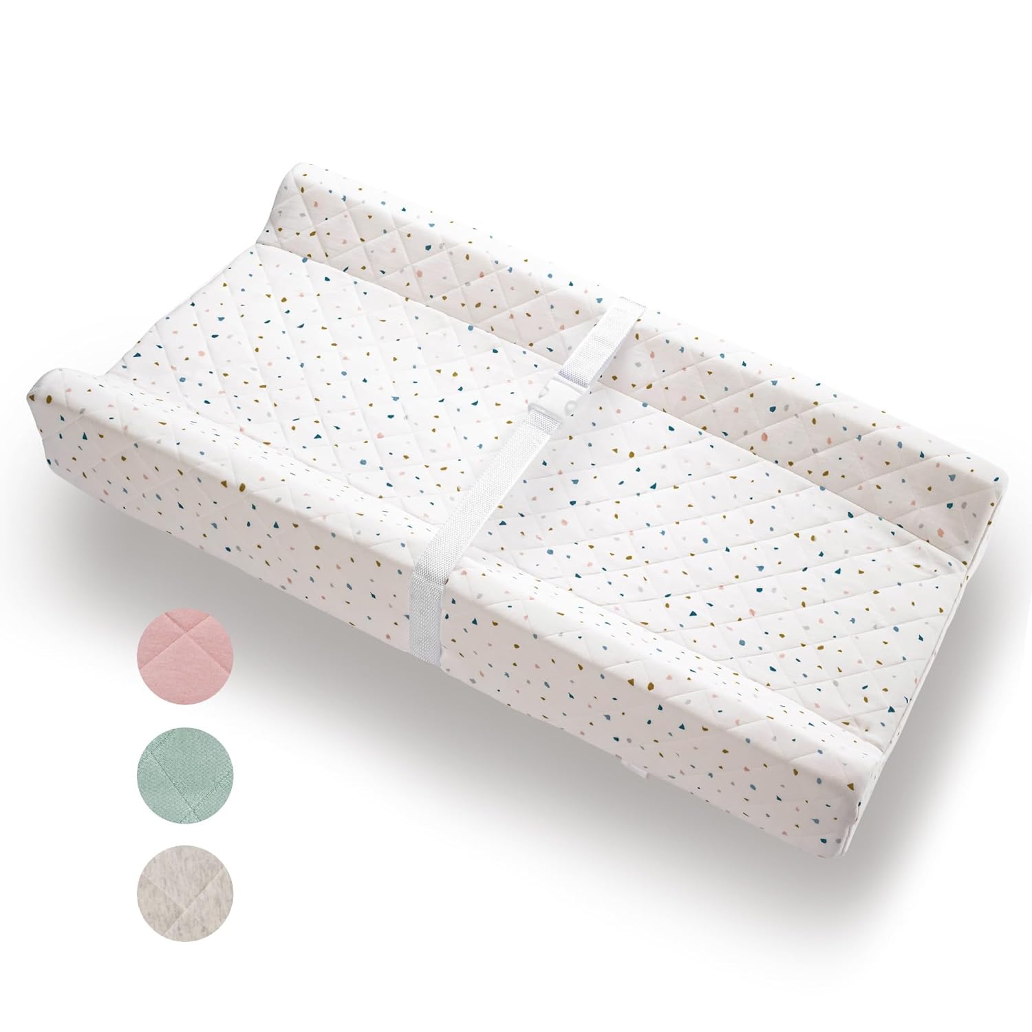 Organic Cotton Contoured Baby Changing Pad w/Waterproof Foam Mattress, Includes Soft, Removable &