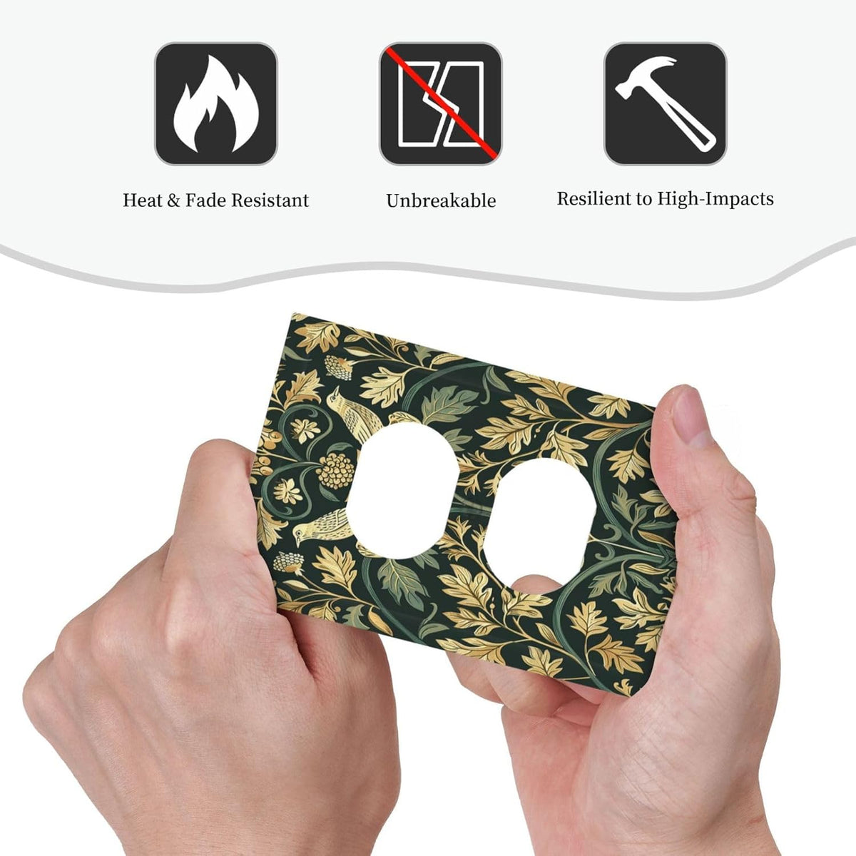 Outlet Covers William Morris Vintage Botanical Birds Golden Green Leaves 1 Gang Duplex Wall Plate