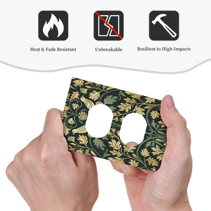 Outlet Covers William Morris Vintage Botanical Birds Golden Green Leaves 1 Gang Duplex Wall Plate
