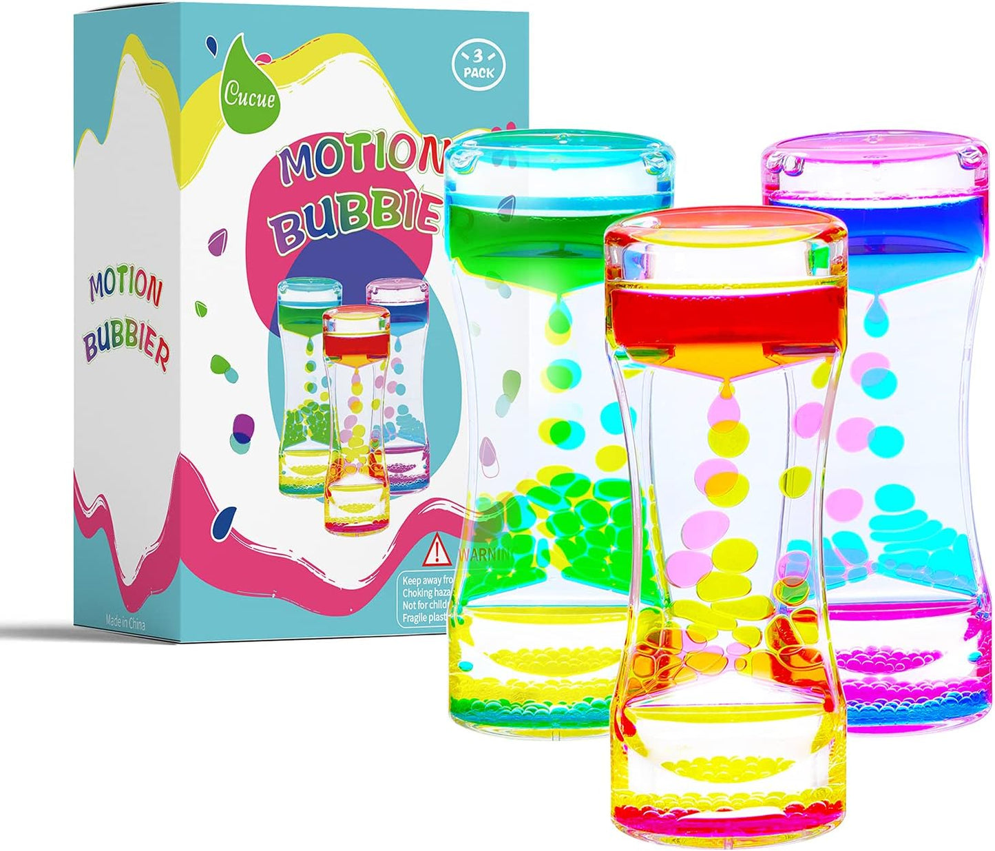 Liquid Motion Bubbler - Colorful Liquid Hourglass Sensory Toys for Relaxation & Focus - Fidget Toy