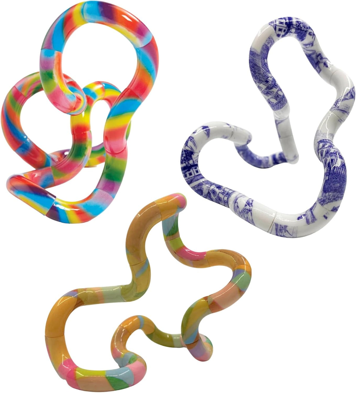 Tangle Jr. Masterpiece 3-Pack Porcelain,Mache,Lollipop Artistic Pattern for Unique Fidget
