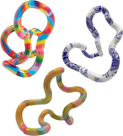 Tangle Jr. Masterpiece 3-Pack Porcelain,Mache,Lollipop Artistic Pattern for Unique Fidget