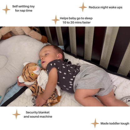 4-in-1 Sound Machine, Baby Lovey, Blanket - White Noise & Lullaby Plush Tiger - Calms & Reduces