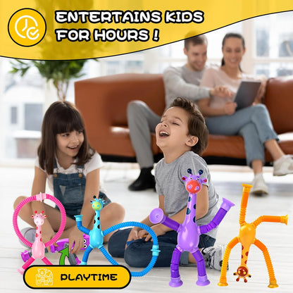 Giraffe Sensory Toys 4Pcs Gift for Toddlers Girls Year Old Ages 3 4 5 6 7 8 9 10, Suction Autism