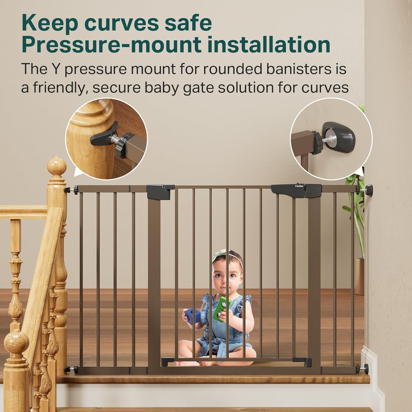 Cumbor 29.7-48" Baby Gate for Stairs, Mom's Choice Awards Winner-Dog Gate for Doorways, Auto Close