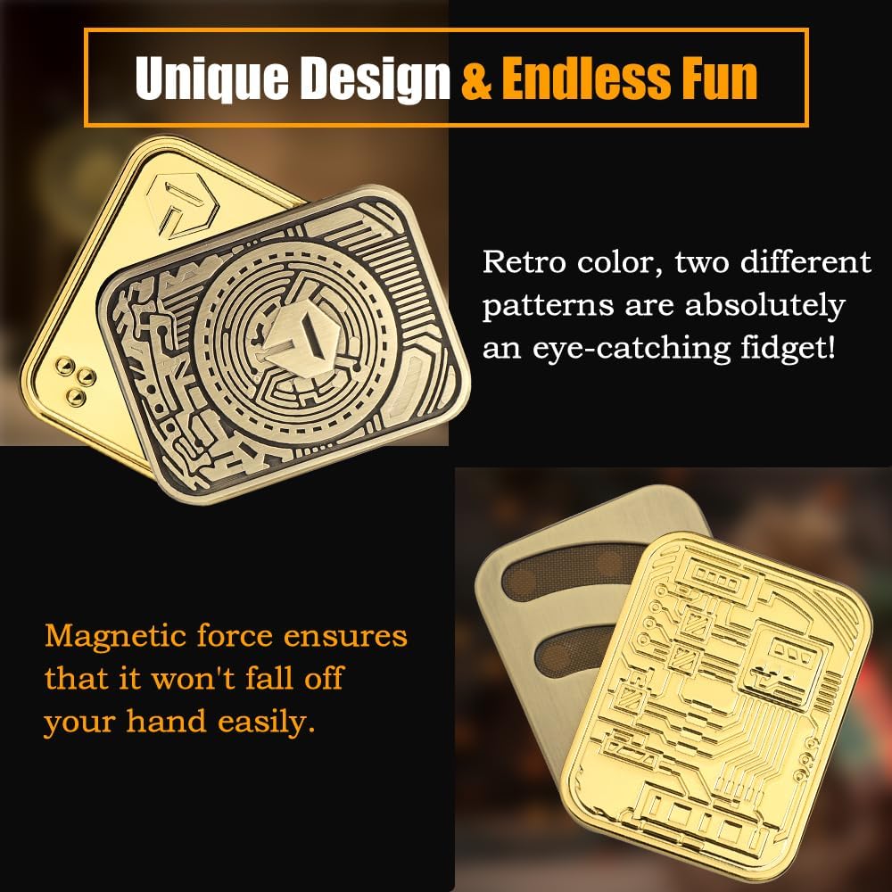 Cool Chip Fidget Slider for Kids, Fidget Toys Adults Metal Magnetic Fidgets Desk Toys, EDC Gadgets