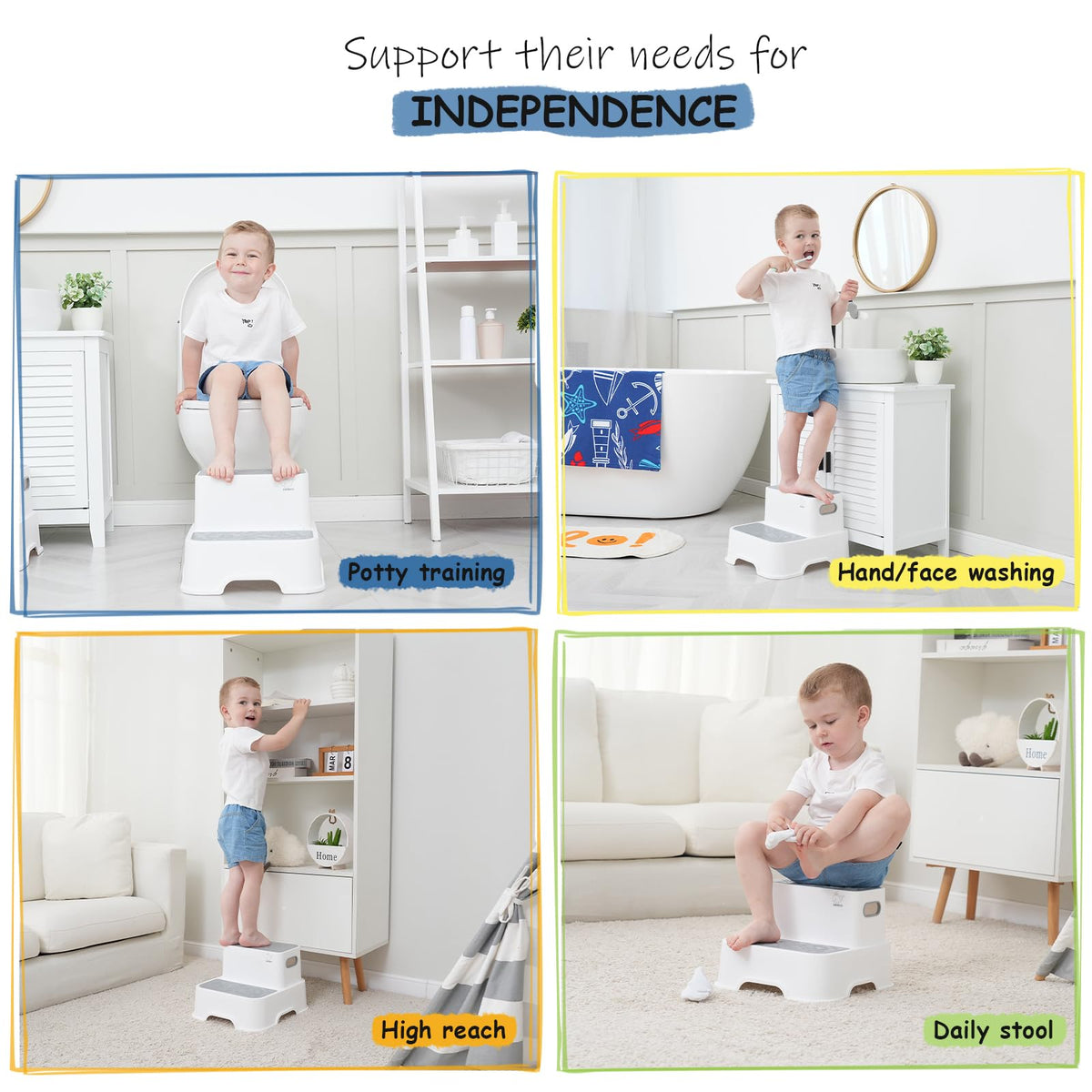 Harwaya Toddler Step Stool for Bathroom Sink 2 Pack, Kids Step Stools for Toilet Potty Training