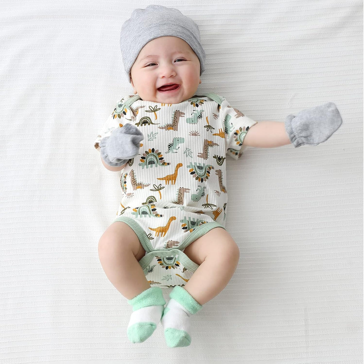 Baby Hat and Mittens Set Newborn Baby Hats Caps for Baby Boys Girls 0-6 Months 100% Cotton