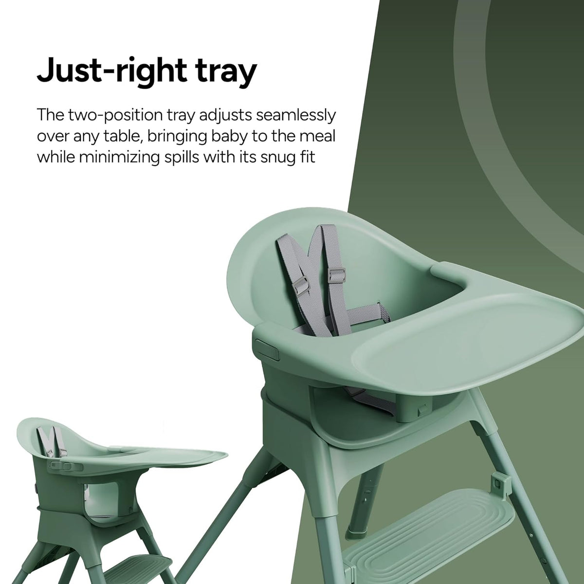 Mompush Olli 7-in-1 Convertible High Chair for Babies and Toddlers – Adjustable Height & Footrest