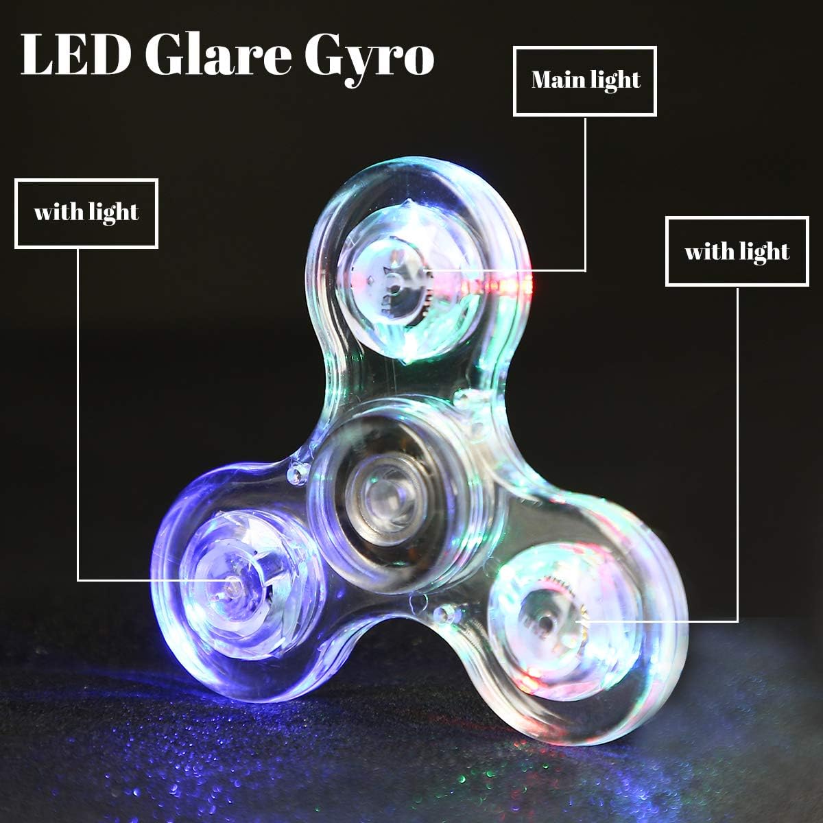 SCIONE LED Fidget Spinners, Light Up Sensory Fidget Toys for Kids, Glow in The Dark Toys for Kids