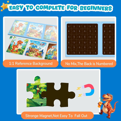 Magnetic Jigsaw Puzzles for Toddlers Kids 3-8 Boys,(3 36-Pieces) Travel Puzzles Toys for Kids Ages