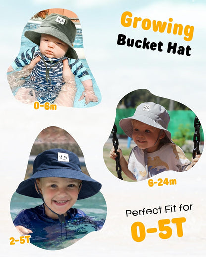 FURTALK Baby Sun Hat Smile Face Toddler Boys Girls Bucket Hat 0-5 Years Kids UPF 50+ Sun Protection