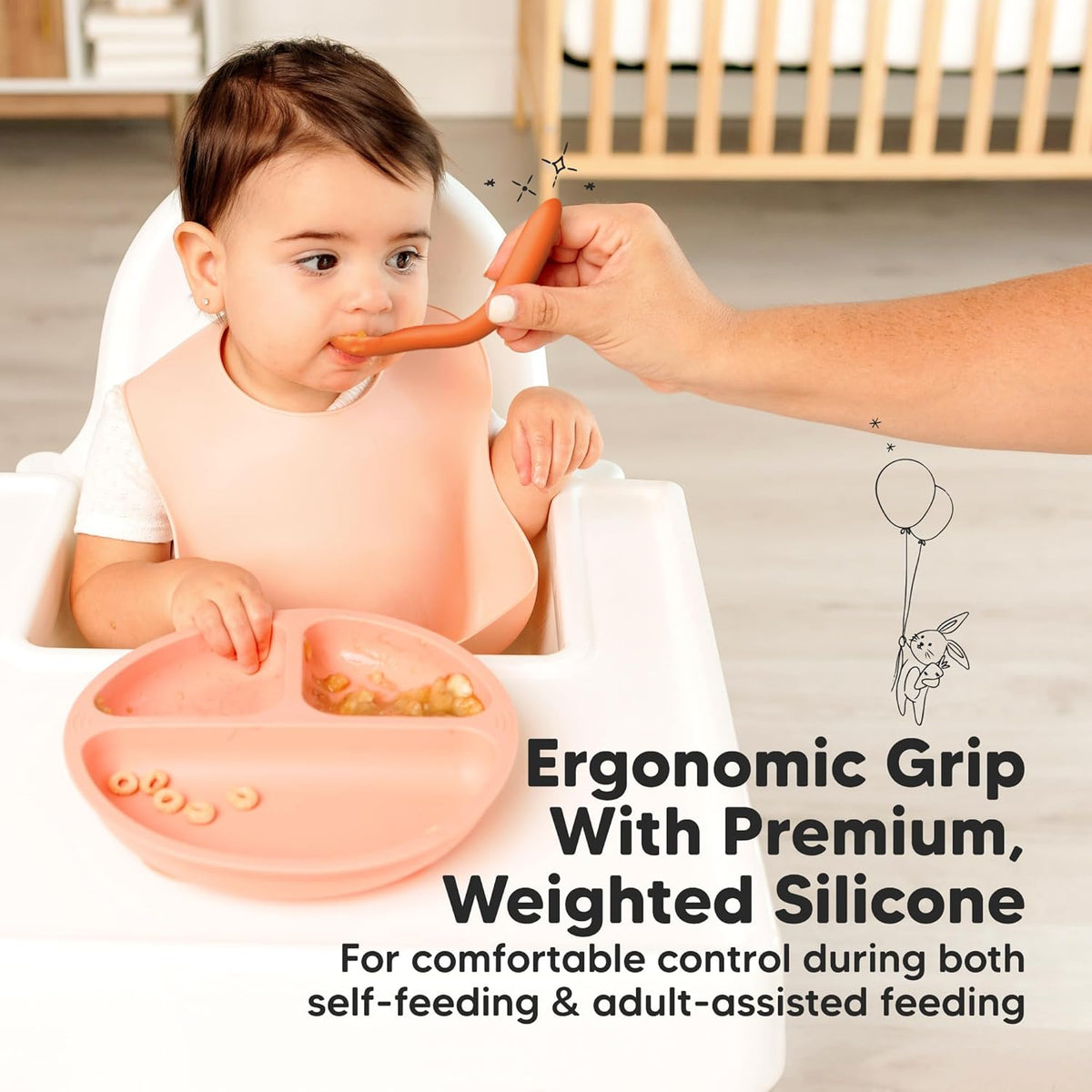 KeaBabies Silicone Baby Spoons, Self Feeding 6-12 months - 3-Pack Baby Weaning Eating Utensils