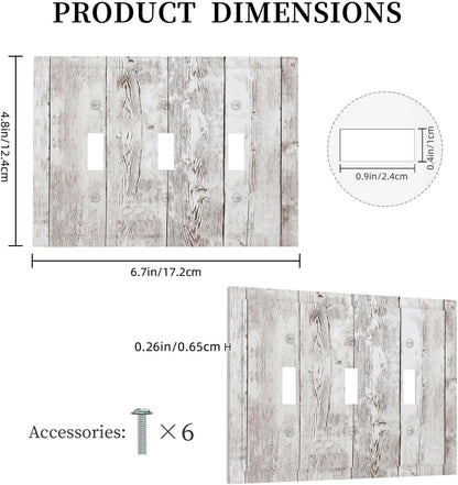 Decorative Switch Plates Rustic Vintage White Wood Grain 3 Gang Wall Plate Triple Toggle Light