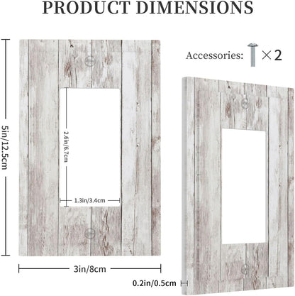 Decorative Outlet Covers Rustic Vintage White Wood Grain 1 Gang Single Rocker Light Switch Cover
