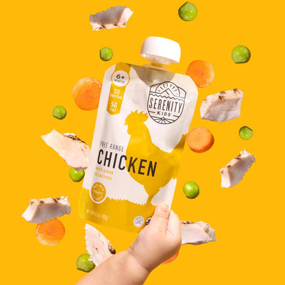 Serenity Kids 6+ Months Baby Food Chicken Pouch Puree - Ethically Sourced Free-Range Chicken &