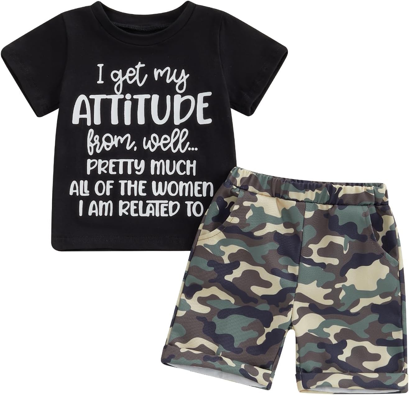 wdehow Toddler Kids Baby Boy Summer Clothes Sets 1T 2T 3T 4T 5T Letter Print Short Sleeve Tops